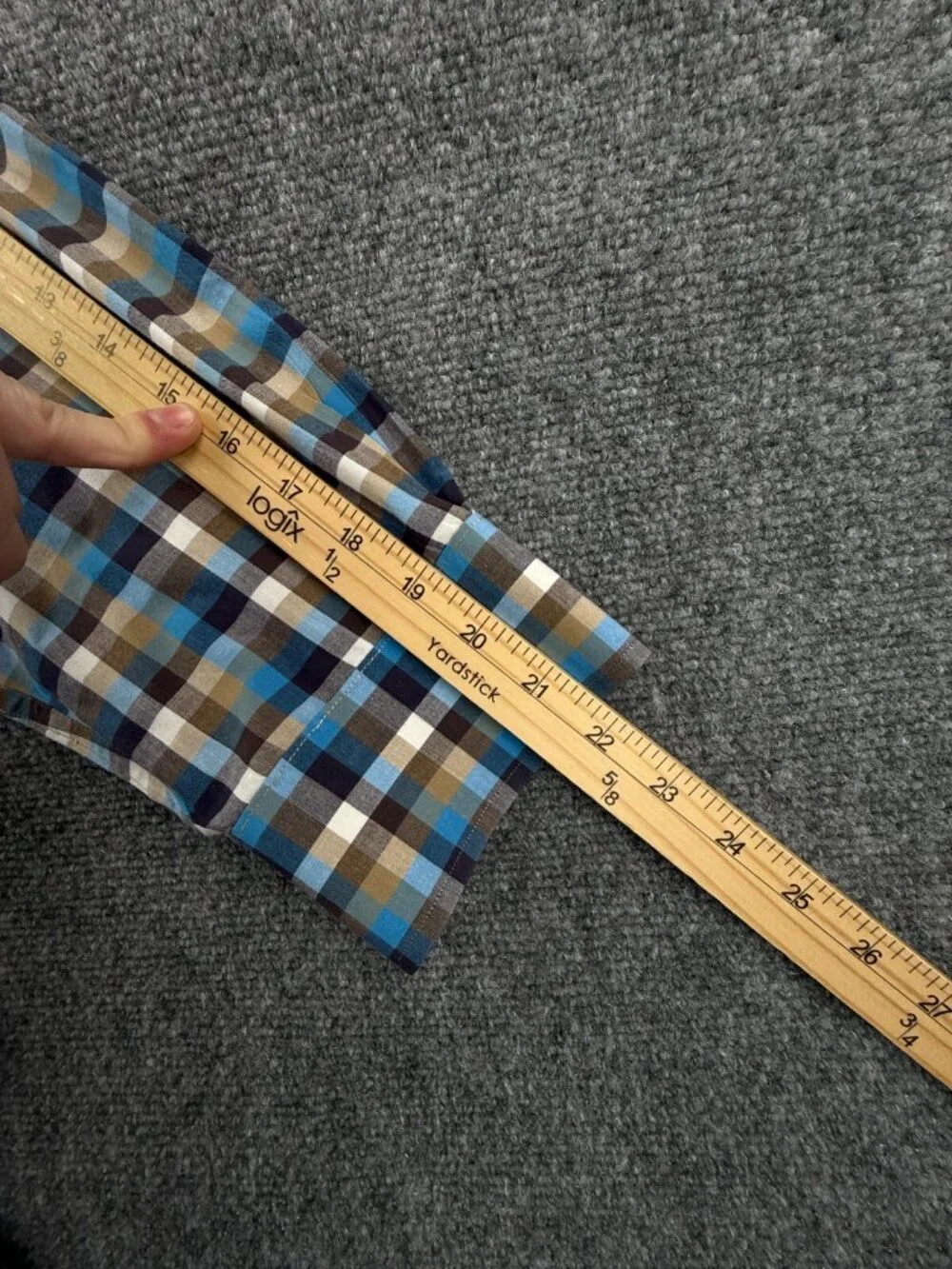 Peter Millar Blue Brown Check Button Up Shirt 2XL Cotton Long Sleeve Woven Adult